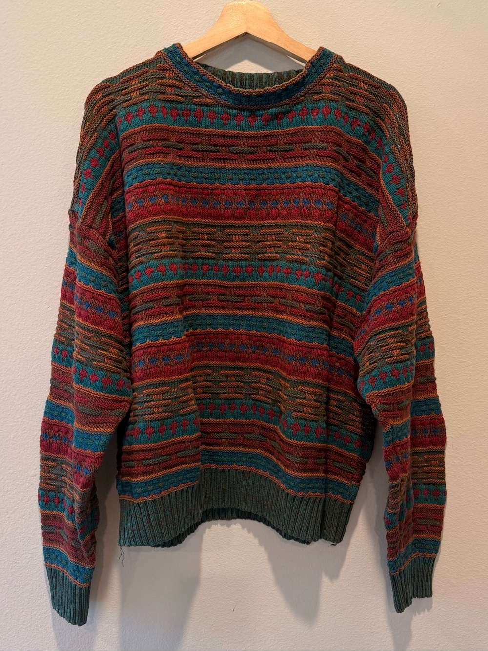 Amazing Vintage Crossings Coogi Style Textured Knit Sweater XL – Made in USA